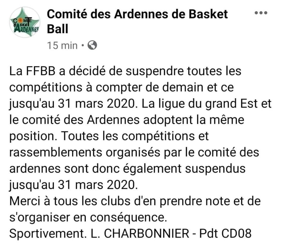 Communiqué du Président du VSB
